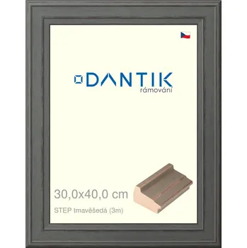 Rám na obraz DANTIK rámeček 30x40 | STEP tmavěšedá (Plexi Čiré) (Vyrobeno s láskou u nás v DANTIKU)