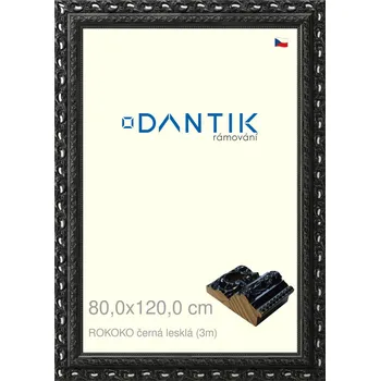 Rám na obraz DANTIK rámeček 80x120 | ROKOKO černá lesklá (Plexi Čiré) (Vyrobeno s láskou u nás v DANTIKU)