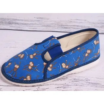 Chlapecké bačkory Bačkůrky papučky bačkory HP Čechtín 555 modré s opičkami velikost: 30