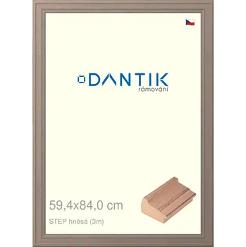 Rám na obraz DANTIK rámeček 59,4x84 | STEP hnědá (Plexi Čiré) (Vyrobeno s láskou u nás v DANTIKU)
