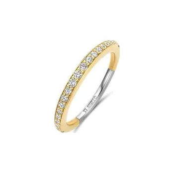 Prsten Zlacený prsten TI SENTO se zirkony 12317ZY/52