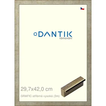 Rám na obraz DANTIK rámeček 29,7x42 | GRAFIC stříbrná vysoká (Plexi Čiré) (Vyrobeno s láskou u nás v DANTIKU)