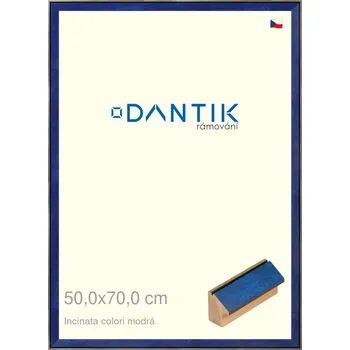 Rám na obraz DANTIK rámeček 50x70 | INCLINATA colori modrá (Plexi Čiré) (Vyrobeno s láskou u nás v DANTIKU)