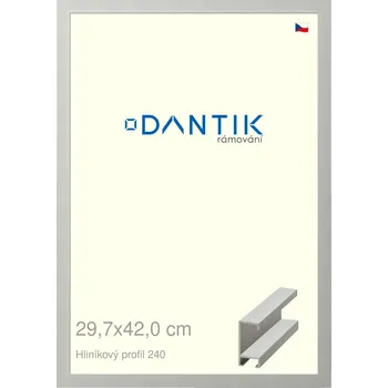 Rám na obraz DANTIK rámeček 29,7x42 | ALU profil 6240 Stříbrná matná (Plexi Čiré) (Vyrobeno s láskou u nás v DANTIKU)