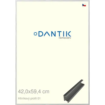 Rám na obraz DANTIK rámeček 42x59,4 | ALU profil 7001 Stříbrná lesklá (Plexi Čiré) (Vyrobeno s láskou u nás v DANTIKU)