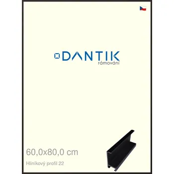 Rám na obraz DANTIK rámeček 60x80 | ALU profil 7022 Černá matná (Plexi Čiré) (Vyrobeno s láskou u nás v DANTIKU)