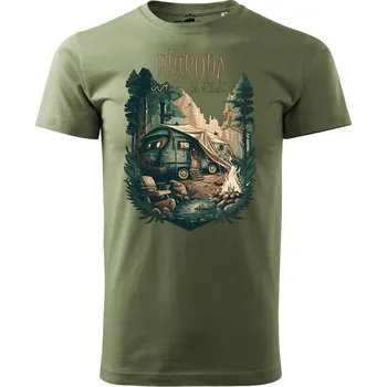 Pánské tričko STRIKER Tričko Příroda je všelék Barva: Olivová, Velikost: S
