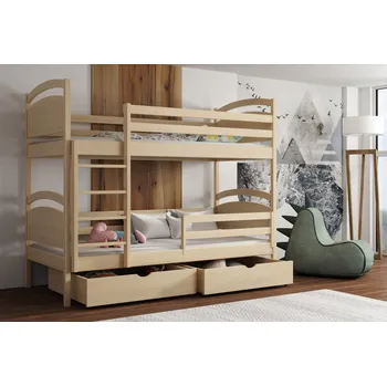 Postel Max-i Patrová postel MAOKAI KIDBED THREE + rošty Zvolte rozměr:: 80 x 180 cm, Zvolte barvu:: barva hnědá + ŠUPLÍKY