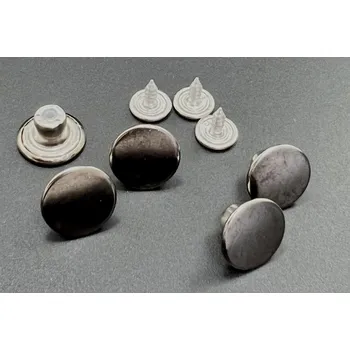 Knoflík Narážecí knoflík hladký - průměr 1,4 cm - lesklá tmavá stříbrná
