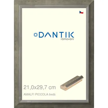 Rám na obraz DANTIK rámeček 21x29,7 | AMALFI piccola šedá (Sklo Čiré) (Vyrobeno s láskou u nás v DANTIKU)
