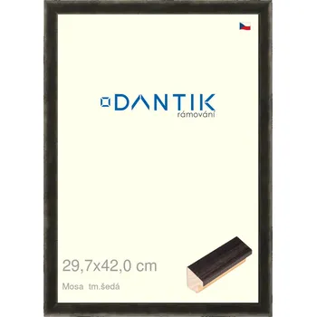 Rám na obraz DANTIK rámeček 29,7x42 | Mosa tm.šedá (Plexi Čiré) (Vyrobeno s láskou u nás v DANTIKU)
