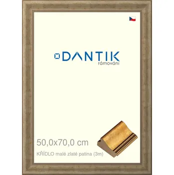Rám na obraz DANTIK rámeček 50x70 | KŘÍDLO malé zlaté patina (Plexi Čiré) (Vyrobeno s láskou u nás v DANTIKU)