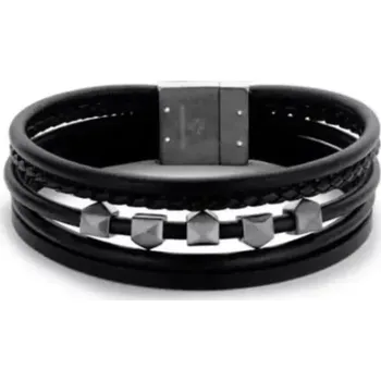 Náramek Victoria VBKACA66820 kožený náramek černý