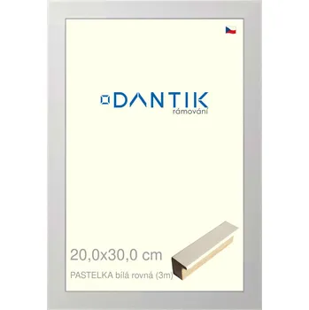 Rám na obraz DANTIK rámeček 20x30 | PASTELKA bílá rovná (Sklo Čiré) (Vyrobeno s láskou u nás v DANTIKU)