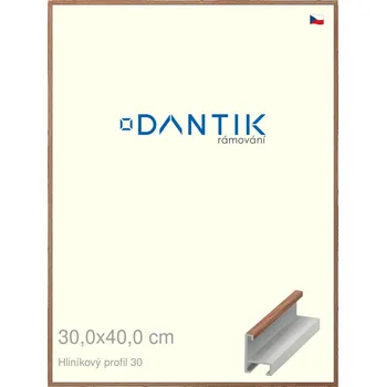 Rám na obraz DANTIK rámeček 30x40 | ALU profil 6030 Dýha ořech lak matný (Plexi Čiré) (Vyrobeno s láskou u nás v DANTIKU)
