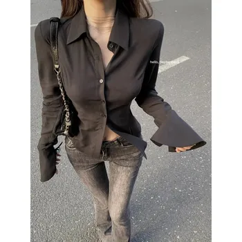 Dámská košile Dámská vypasovaná košile s vázáním Barva: Černá, Velikost: L