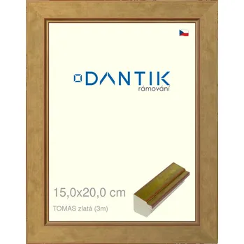 Rám na obraz DANTIK rámeček 15x20 | TOMAS zlatá (Sklo Čiré) (Vyrobeno s láskou u nás v DANTIKU)