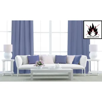 Dekorační látka Blackout nehořlavý - sv. modrá obšití okrajů a našití stužky 150