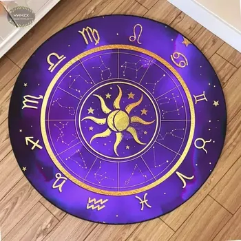 Koberec Kulatý protiskluzový koberec domácí dekorace styl zvěrokruh - 6,80 cm x 80 cm