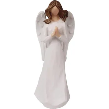 Vánoční dekorace DEKORAČNÍ ANDĚL BÍLÝ MODLÍCÍ SE 15cm