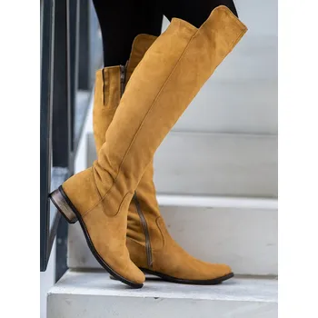 Dámské kozačky Kozačky nad kolena z pravé kůže Ema 040 skořicové, VELIKOST 37