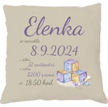 Polštář lněný vzhled s potiskem Miminko holčička polštář