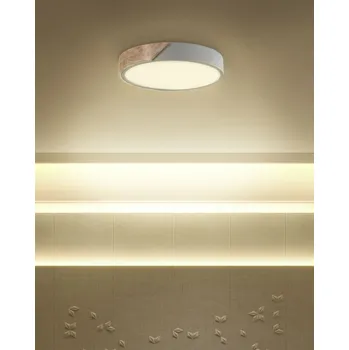 Stropní svítidlo bílé světlé dřevo kovové akrylové integrované LED světlo kulaté dekorativní moderní osvětlení Beliani