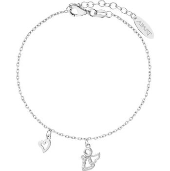 Náramek Stříbrný náramek se zirkony - anděl, srdce - AP536-7808