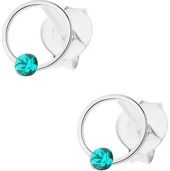 Náušnice Náušnice ze stříbra 925, tenký křížek, krystalek tyrkysové barvy