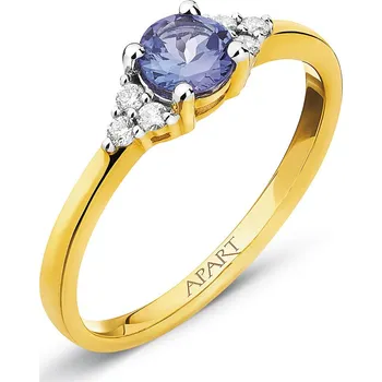 Prsten Prsten ze žlutého zlata s brilianty a tanzanitem - ryzost 585 - 103.393