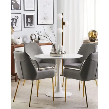 Sada 2 jídelních židlí šedé sametové čalounění zlaté nohy retro design Beliani