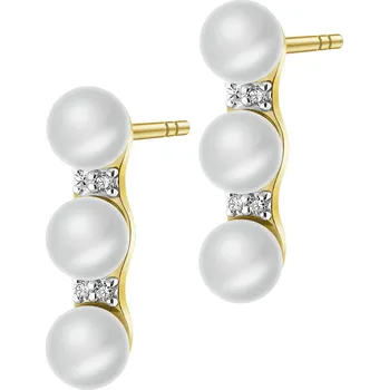 Náušnice Zlaté náušnice s brilianty a perlami - ryzost 585 - 220.778