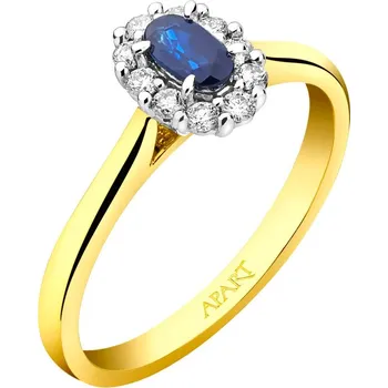 Prsten Prsten ze žlutého a bílého zlata s brilianty a safírem - ryzost 585 - 110.490