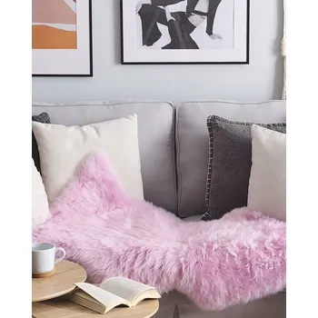 Ovčí kůže růžová přírodní kůže nepravidelný tvar elegantní rustikální design Beliani