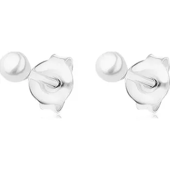 Náušnice Puzetové náušnice, stříbro 925, drobná perla bílé barvy, 3 mm