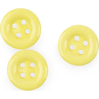 Knoflík Plastový knoflík čtyřdírkový barevný 15 mm Barva: žlutá světlá