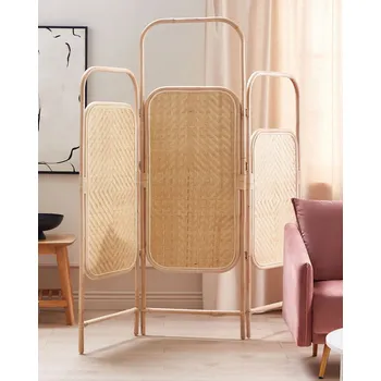 Paraván Paraván přírodní ratan a bambus skládací se 3 panely dekorativní oddělovací zástěna Beliani