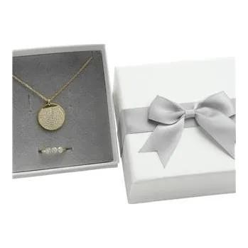 Dárková krabička KR0314-GR Dárková krabička na soupravu, bílá se šedou mašlí