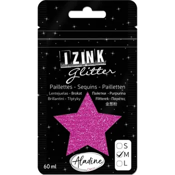 Speciální výtvarná barva Aladine Třpytky Aladine Izink Glitter, 60 ml, vel. M - fuchsia, tm. růžové