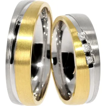 Prsten Zlatnictví Helios Zlaté snubní prsteny GO-WG-26 Kameny: Se Zirkony