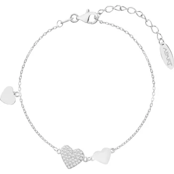 Náramek Stříbrný náramek se zirkony - srdce - AP535-8783