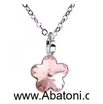 Náhrdelník Swarovski Elements Flower - Stříbrný náhrdelník (přívěsek + řetízek) růžová kytička, květinka 34239.1 Light Rose (růžová světlá)