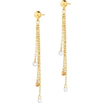 Náušnice Zlaté náušnice se zirkony - kuličky - AP528-6521 Žluté zlato