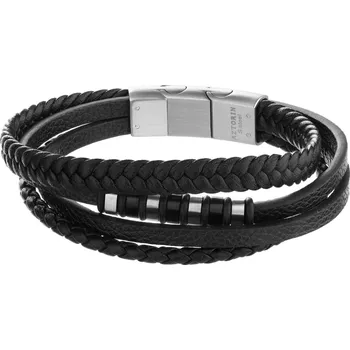 Náramek Náramek z ušlechtilé oceli a kůže - AZ533-7615