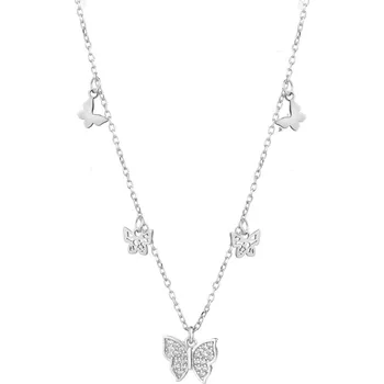 Náhrdelník Stříbrný náhrdelník se zirkony - motýli - AP534-3485
