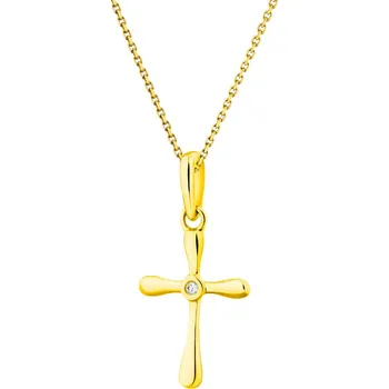 Přívěsek Zlatý přívěsek s diamantem - kříž - 0,005 ct - ryzost 585 - 203.192