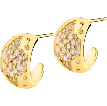 Náušnice Pozlacené náušnice z mosazi se zirkony - AR536-6896