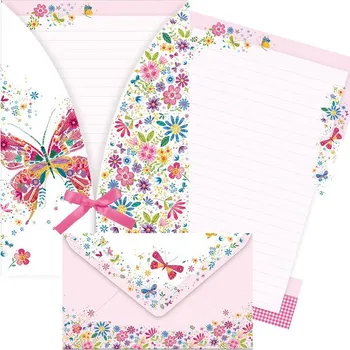 Barevný papír Dopisní souprava barevná Motýl růžový ruzovymotyl