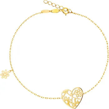 Náramek Zlatý náramek, anker - srdce - AP537-6710