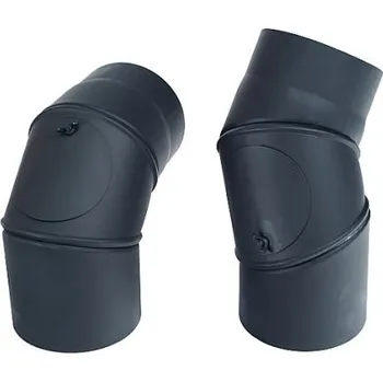 Kouřovod Kovo Kraus Koleno stavitelné 0 - 90° s čistícím otvorem 180mm černé,síla 2 mm
